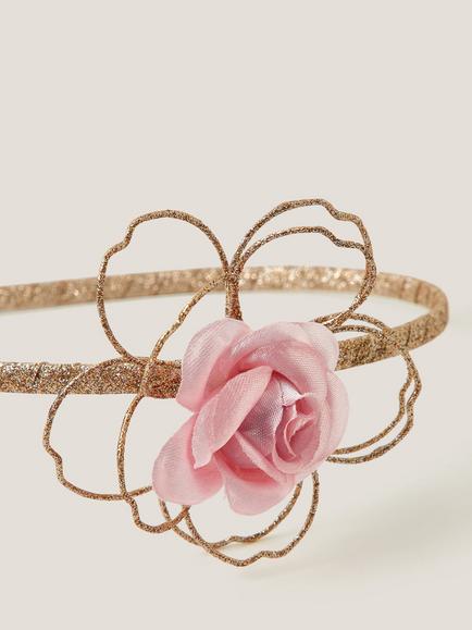 Monsoon Kids' Rose Glitter Headband, Gold - view 2, Gold