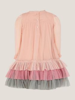 Monsoon Baby Floral Embroidered Tulle Tiered Dress, Pink - view 2, Pink