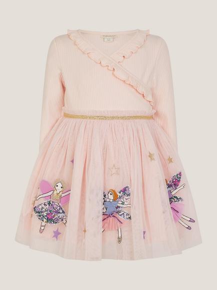 Monsoon Baby Fairy Wrap Disco Dress, Pink, Pink