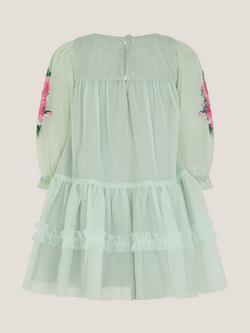 Monsoon Baby Peony Embroidered Tulle Party Dress, Sage - view 2, Sage