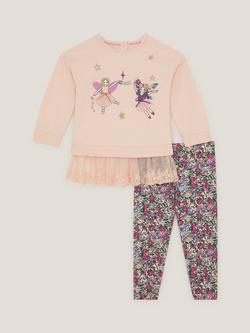 Monsoon Baby Cotton Rich Top and Legging Set, Pink/Multi, Pink/Multi