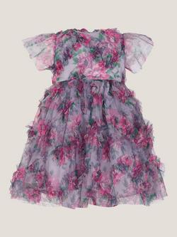 Monsoon Baby Roma Peony Ruffle Party Dress, Lilac, Lilac