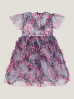 Monsoon Baby Roma Peony Ruffle Party Dress, Lilac - view 2, Lilac