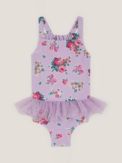 Monsoon Baby Floral Tutu Swimsuit, Lilac, Lilac