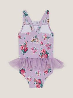 Monsoon Baby Floral Tutu Swimsuit, Lilac - view 2, Lilac