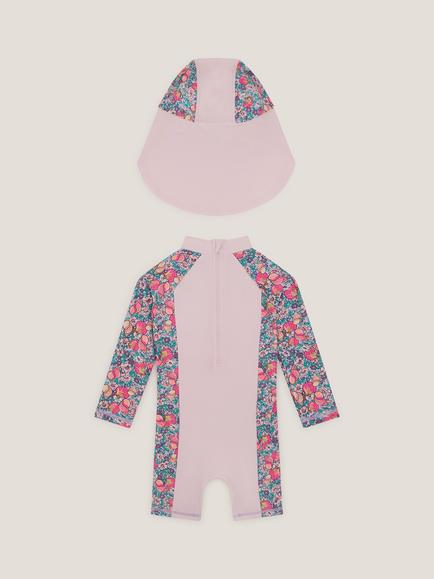 Monsoon Baby Shell Print UPF50+ Swimsuit & Keppi Hat Set, Pink - view 2, Pink