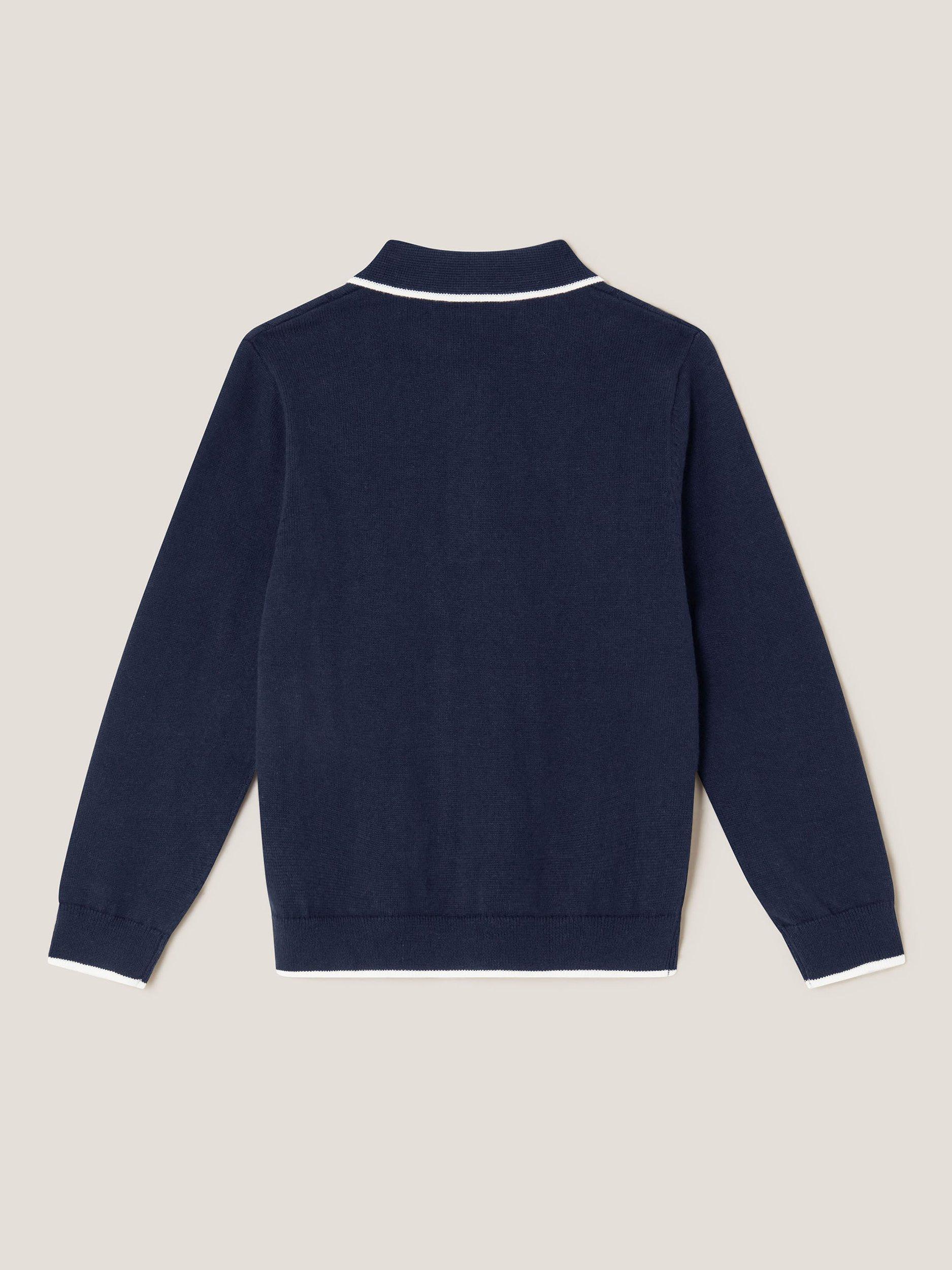 Product image 3 of 3, which shows Monsoon Kids' Rib Knit Polo Jumper, Navy, 2-3 years