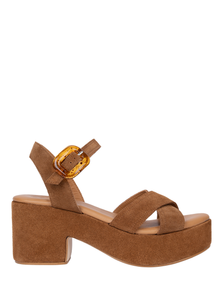 Penelope Chilvers Bella Suede Platform Heel Strappy Sandals, Peat, Peat