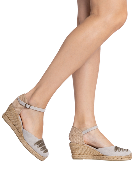 Penelope Chilvers Dali Suede Mary Jane Espadrille Sandals, Putty - view 2, Putty