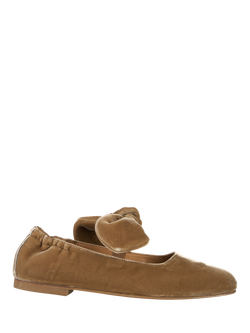 Penelope Chilvers Minnie Velvet Ballerina Pumps, Honey, Honey