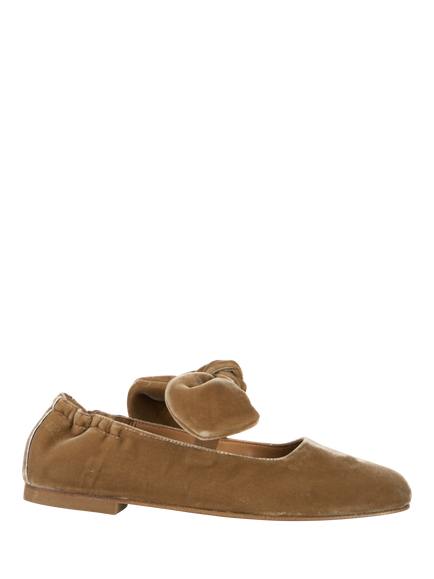 Penelope Chilvers Minnie Velvet Ballerina Pumps, Honey, Honey