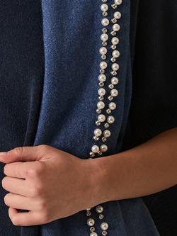 James Lakeland Pearl Embellished Fringe Scarf - view 2, Denim