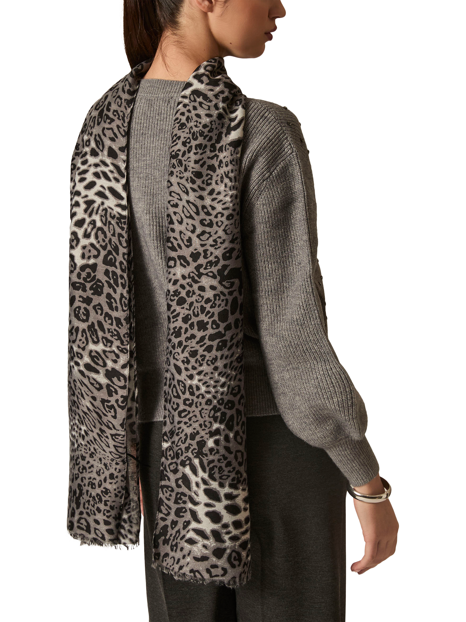 Product image 3 of 3, which shows James Lakeland Leopard Print Scarf, Black/Multi, One Size