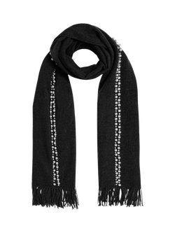 James Lakeland Pearl Embellished Fringe Scarf, Black