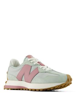 New Balance 327 Retro Running Trainers, Grey/Rose - view 2, Grey/Rose