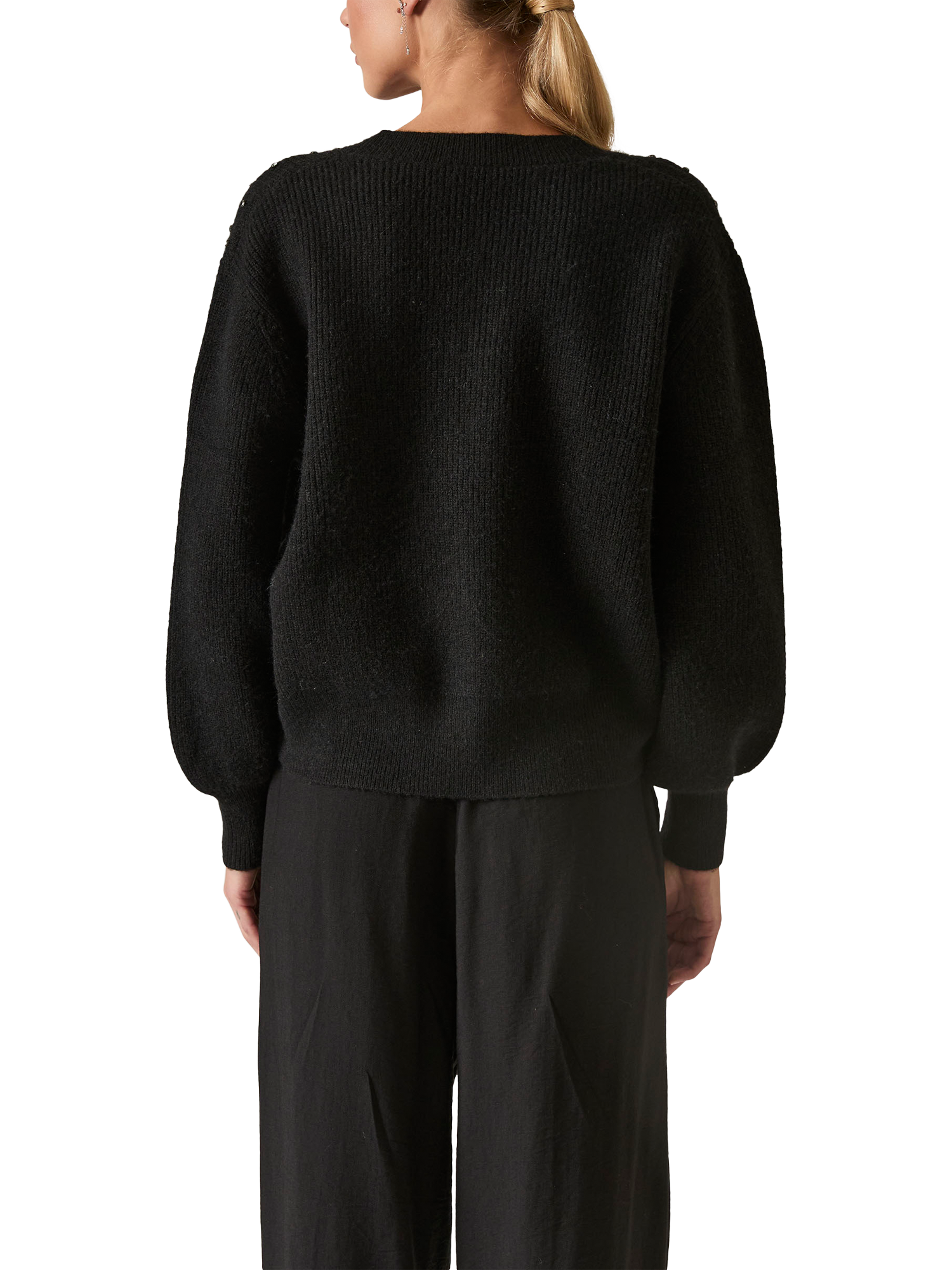 Product image 2 of 6, which shows James Lakeland Stud V-Neck Cardigan, Black, 10
