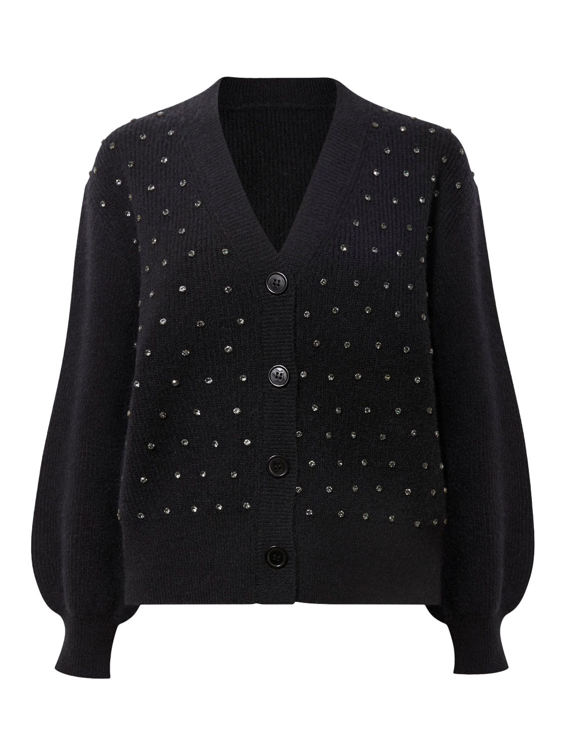 Product image 6 of 6, which shows James Lakeland Stud V-Neck Cardigan, Black, 10