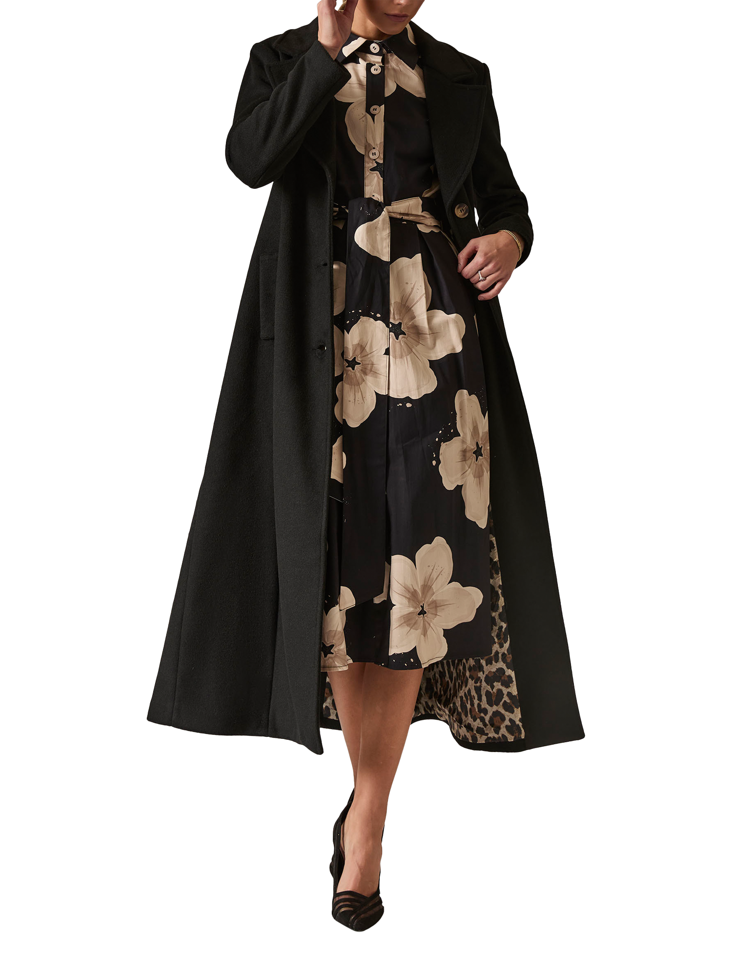 Product image 1 of 6, which shows James Lakeland Classic Long Coat, Black, 8