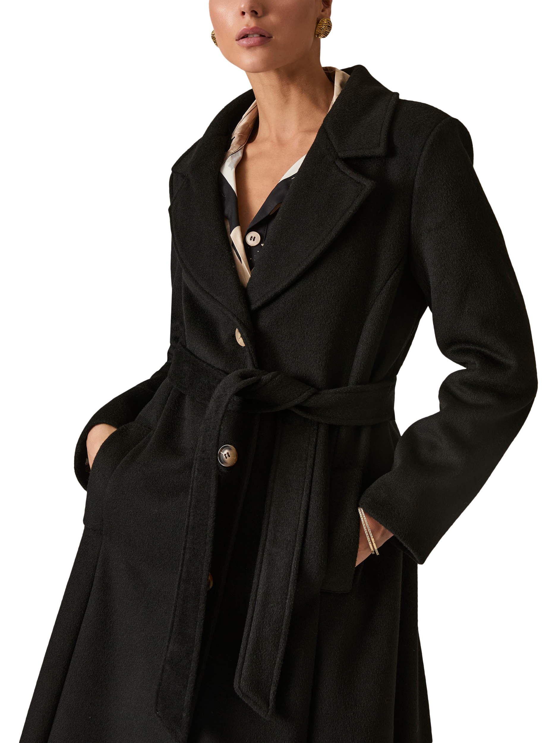 Product image 3 of 6, which shows James Lakeland Classic Long Coat, Black, 8