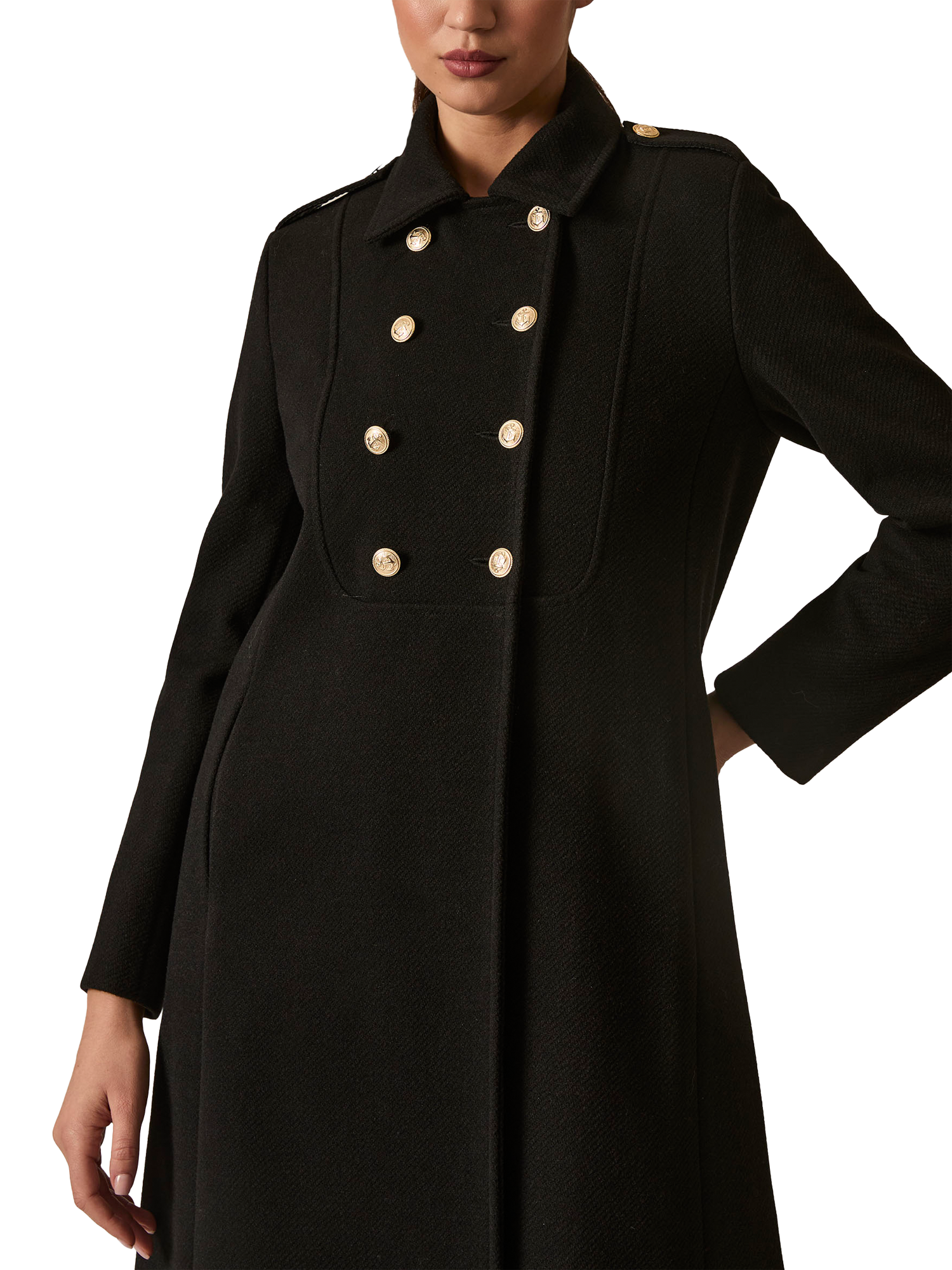 Product image 3 of 5, which shows James Lakeland Long Military Coat, Black, 8