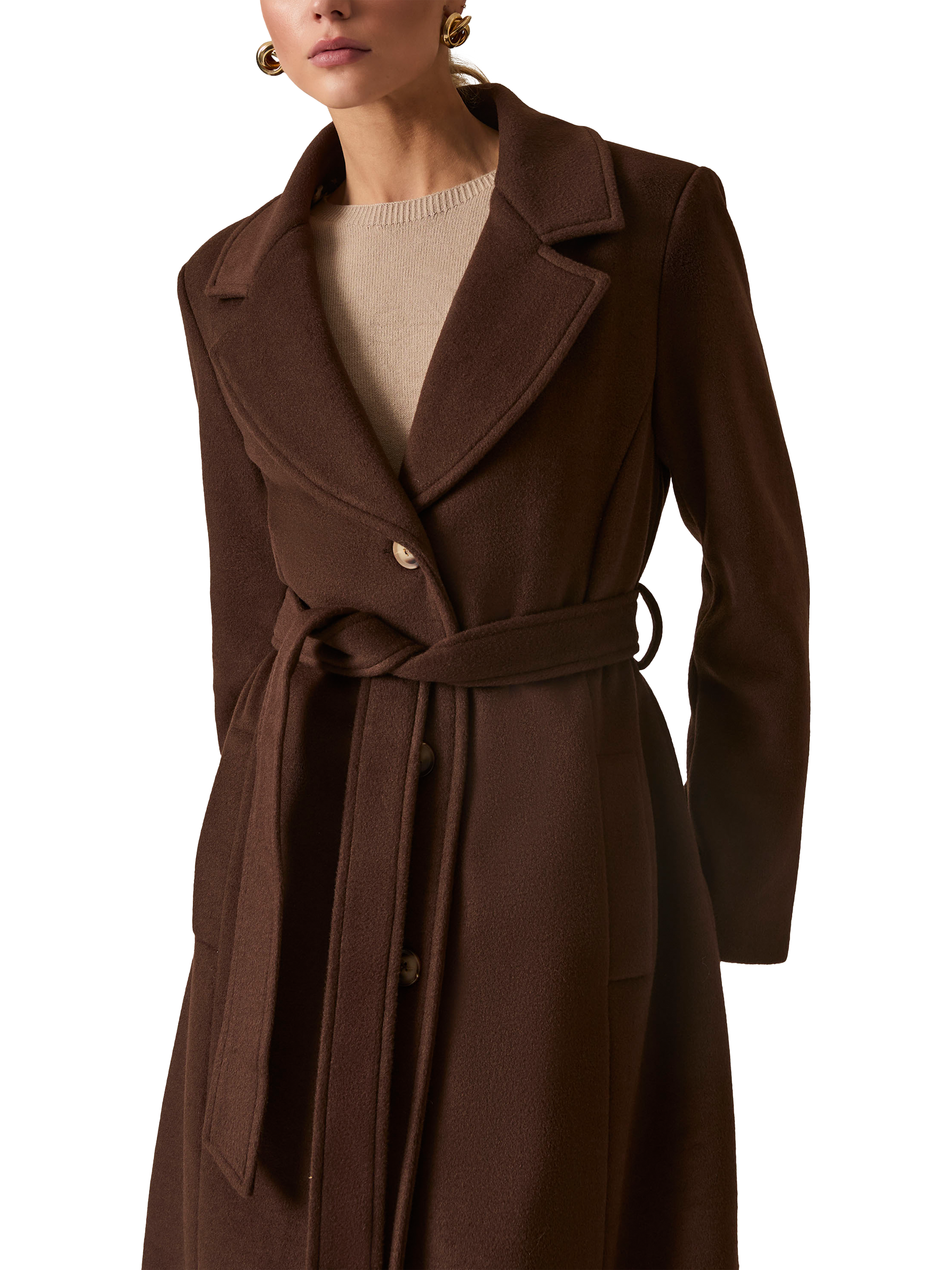 Product image 3 of 7, which shows James Lakeland Classic Midi Coat, Brown, 8