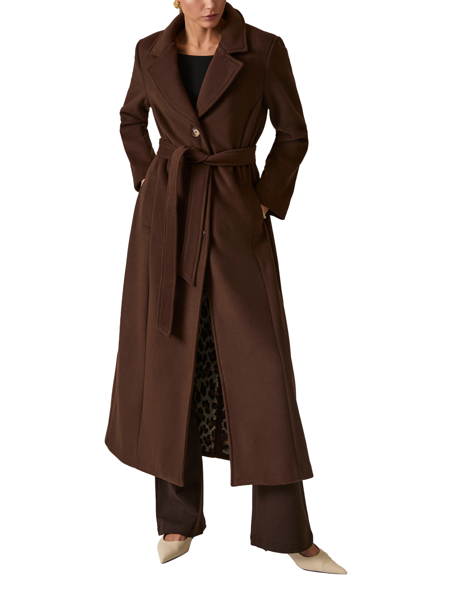 Product image 6 of 7, which shows James Lakeland Classic Long Coat, Brown, 8