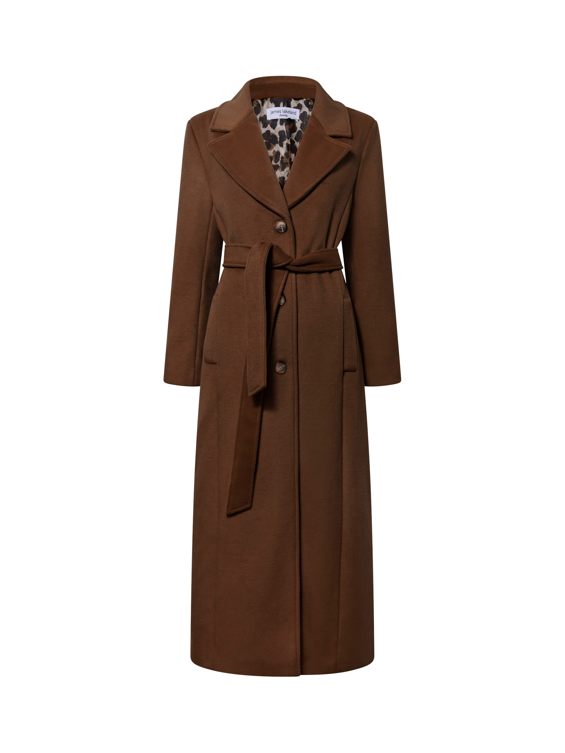 Product image 7 of 7, which shows James Lakeland Classic Long Coat, Brown, 8