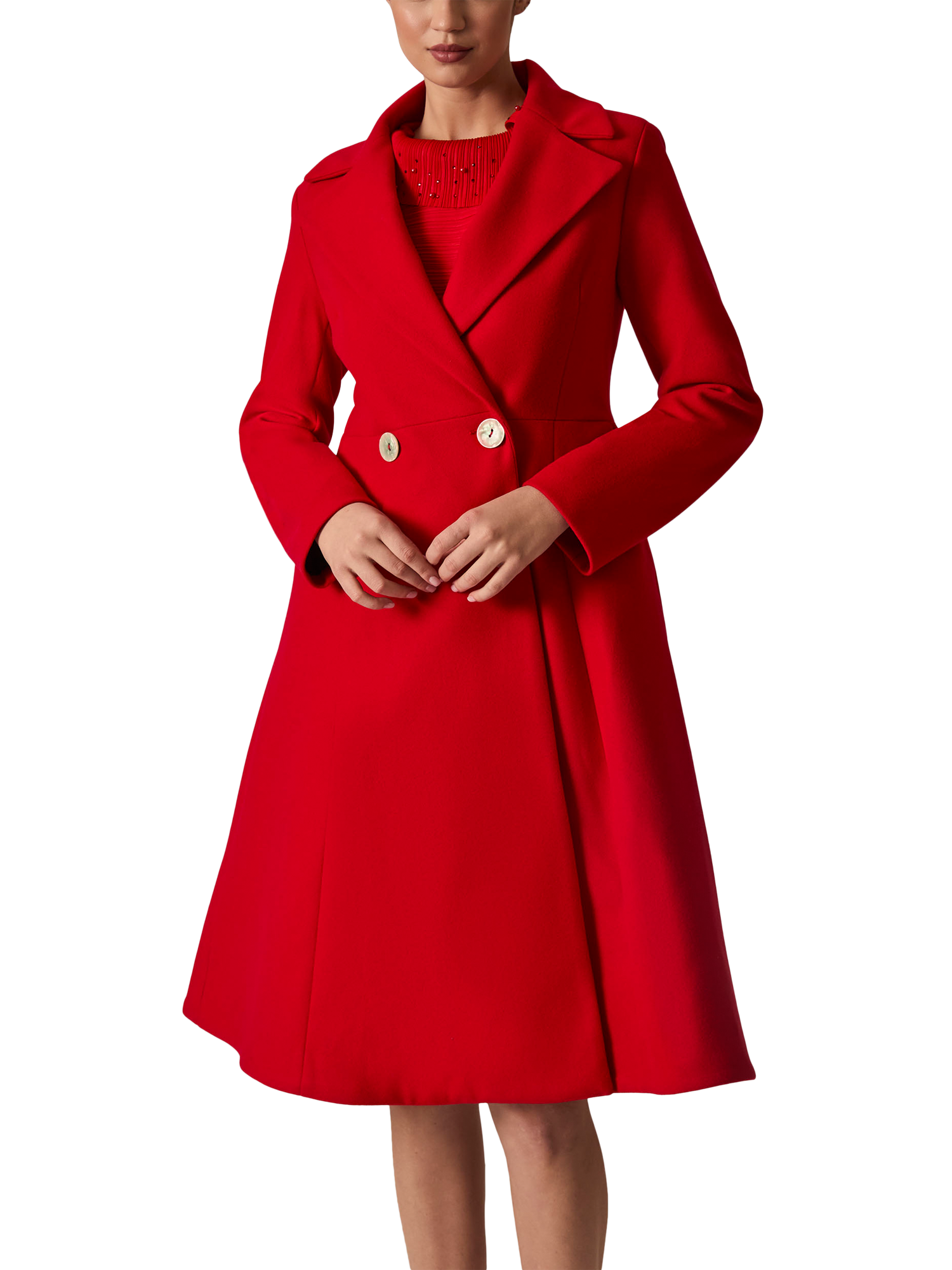 Product image 1 of 5, which shows James Lakeland Double Breasted Princess Coat, Red, 8