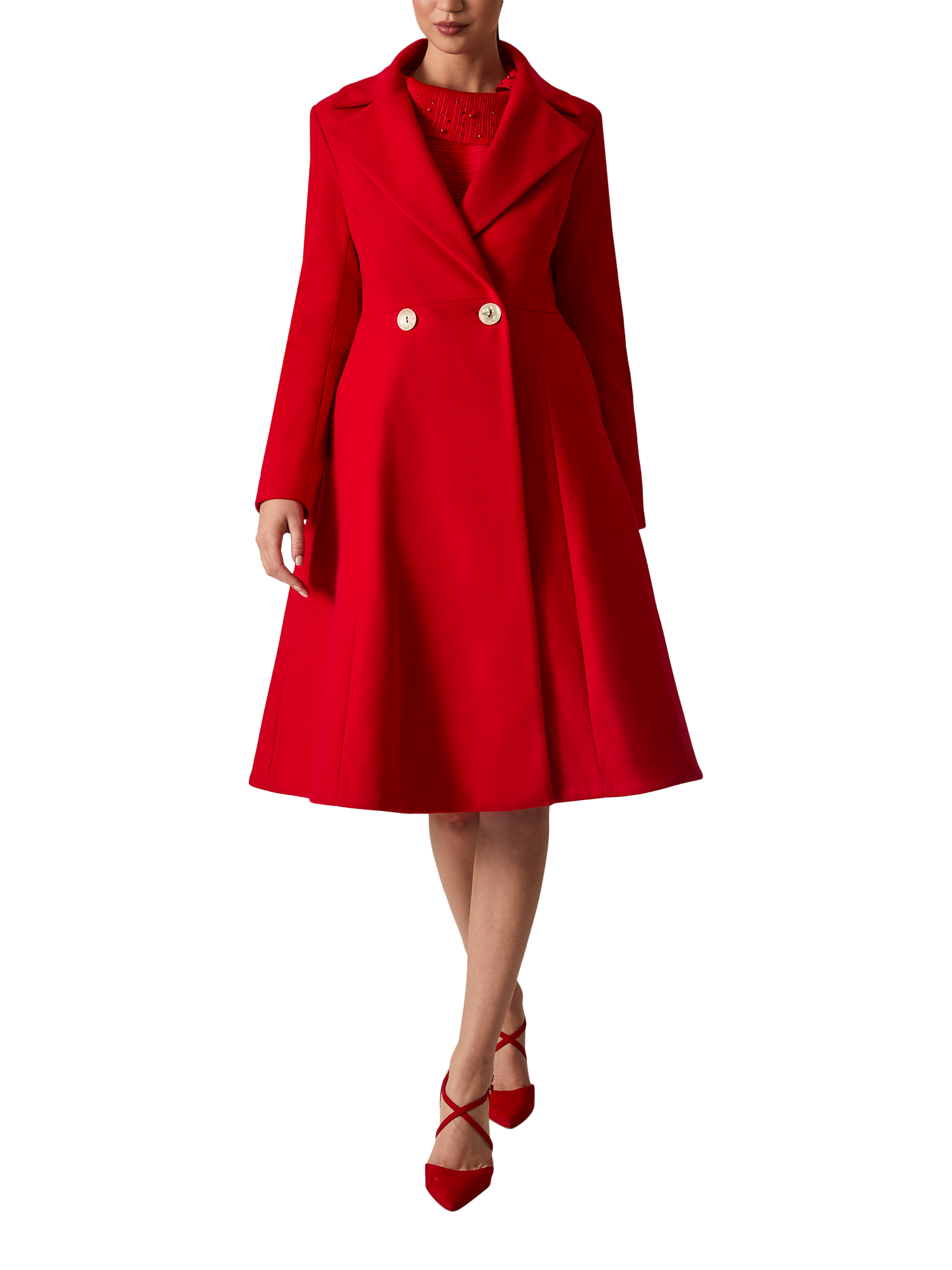 Product image 4 of 5, which shows James Lakeland Double Breasted Princess Coat, Red, 8