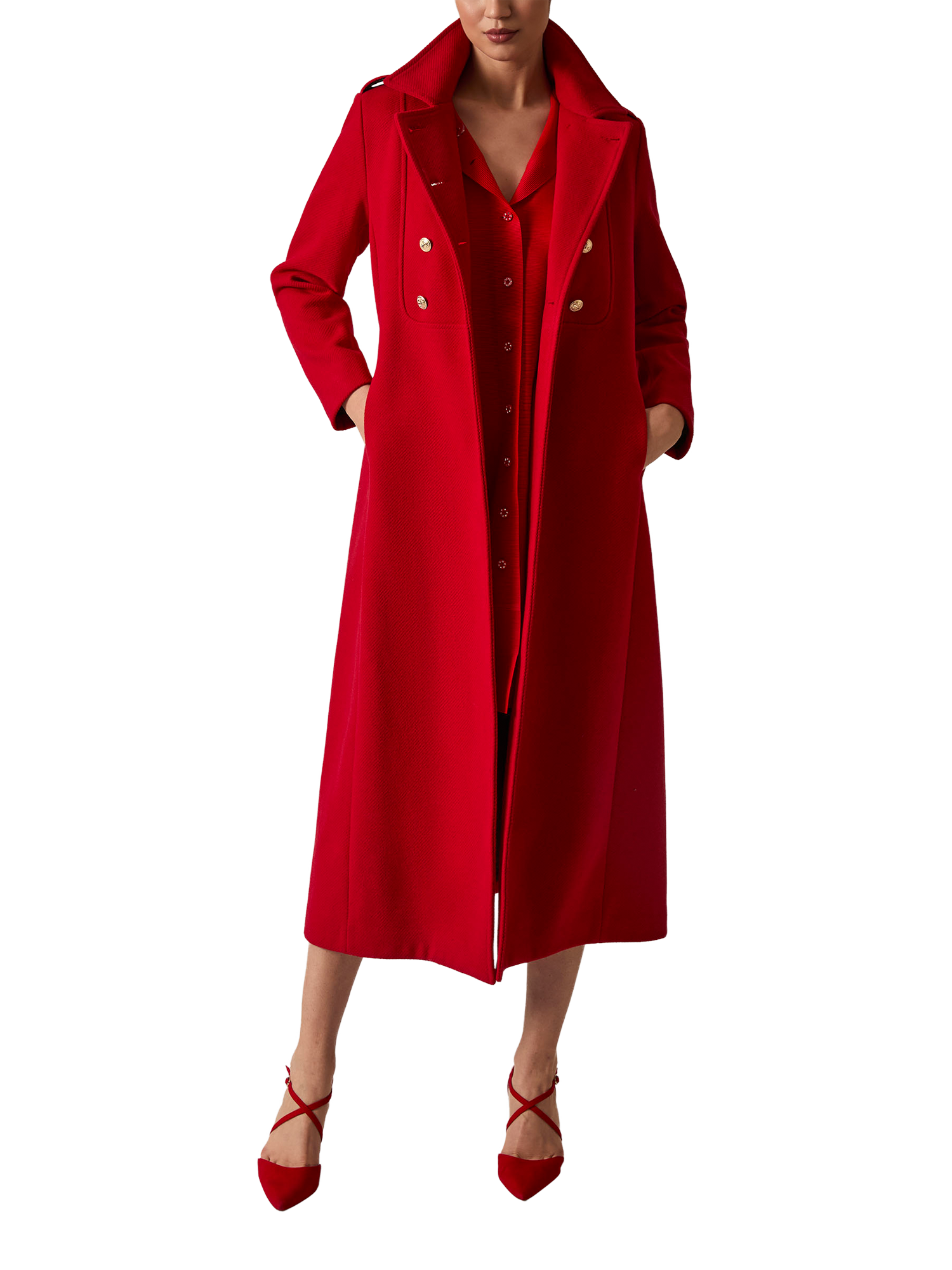 Product image 4 of 5, which shows James Lakeland Long Military Coat, Red, 8
