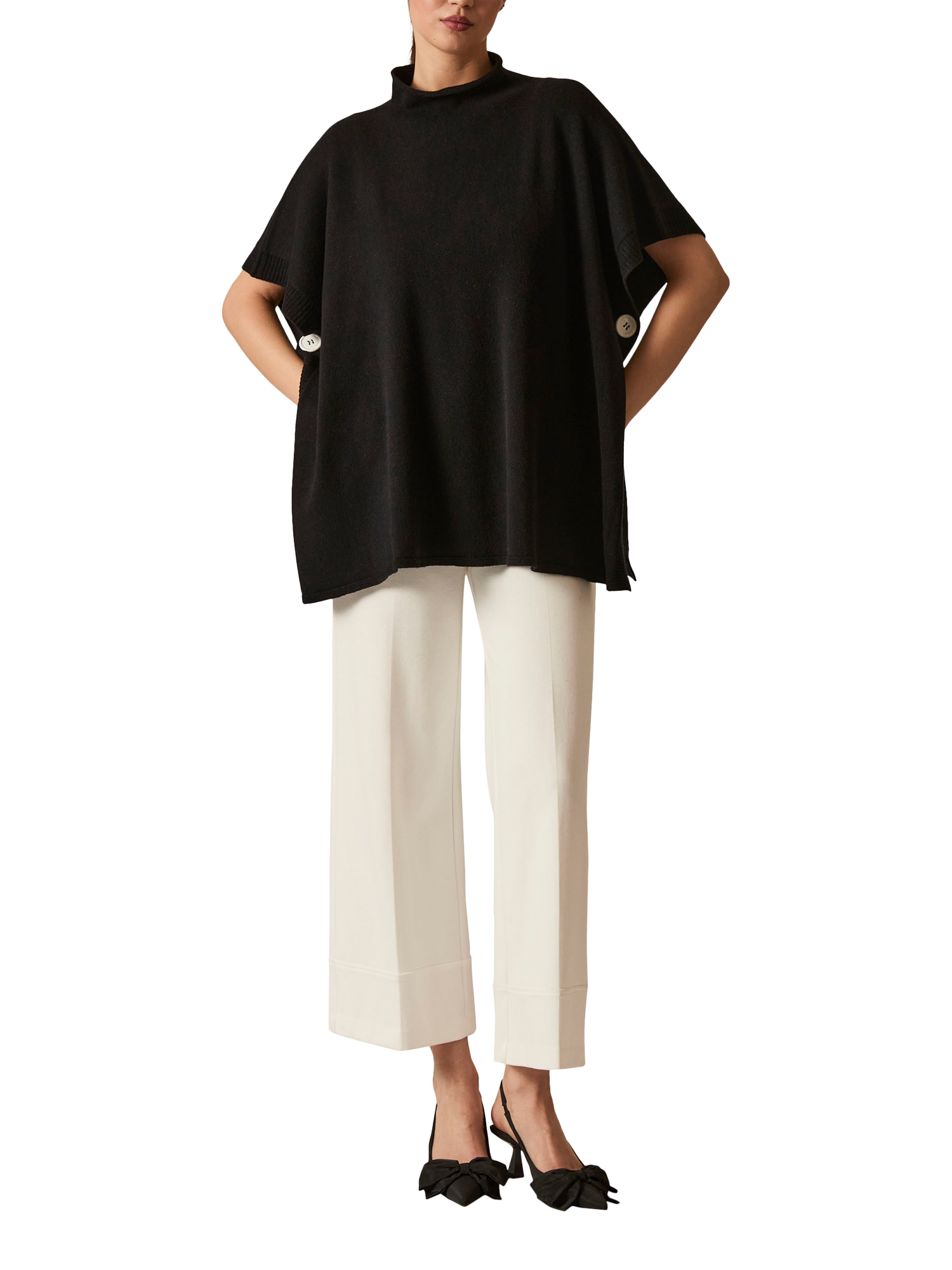 Product image 5 of 6, which shows James Lakeland Button Poncho, Black, One Size