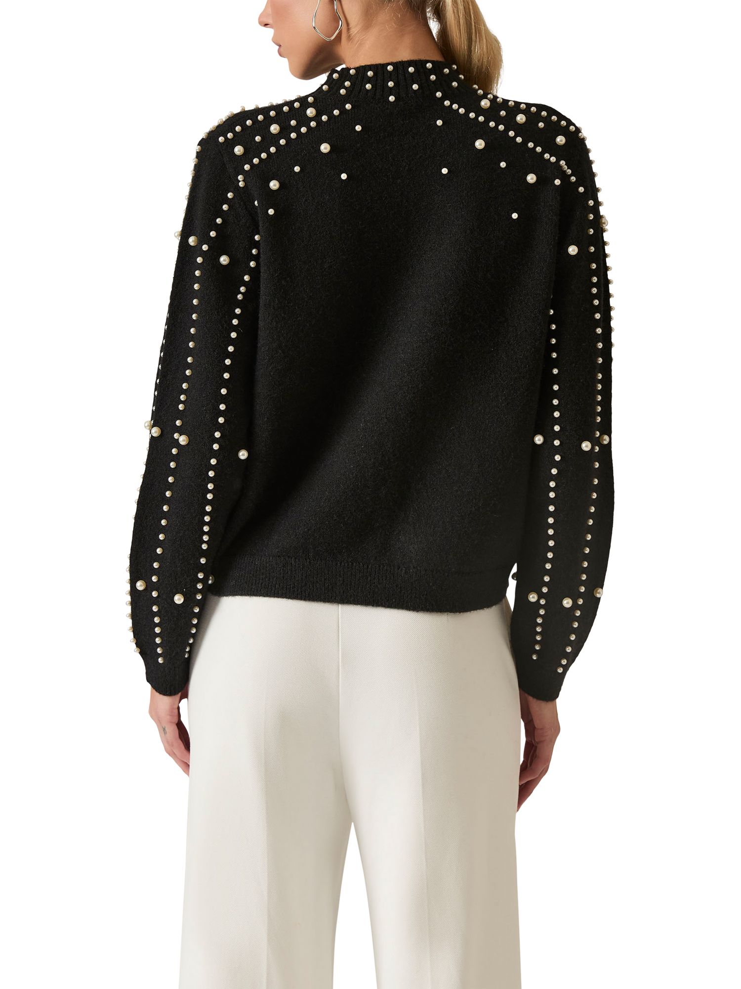 Product image 2 of 6, which shows James Lakeland Pearl Studded Jumper, Black, 10