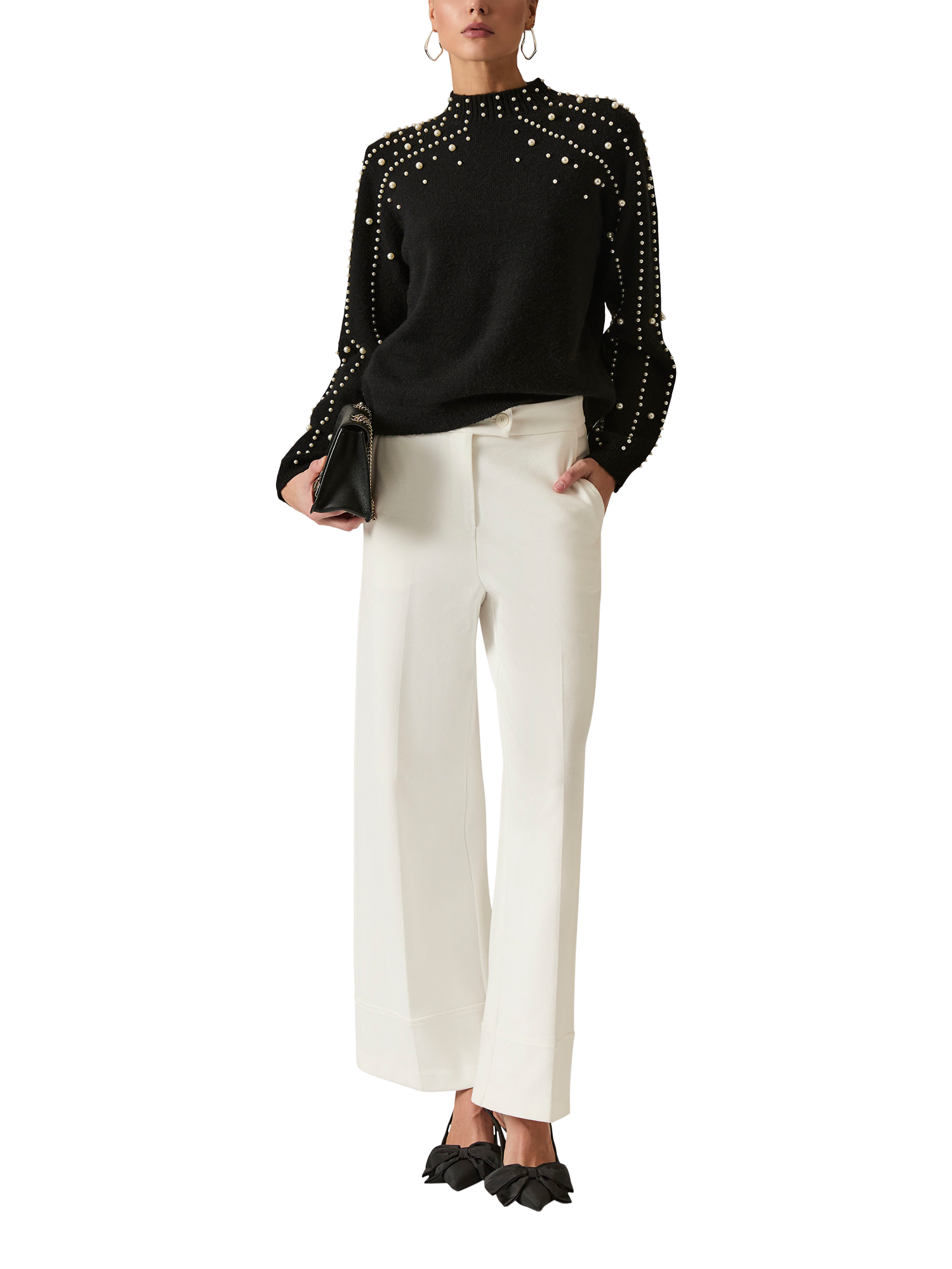 Product image 5 of 6, which shows James Lakeland Pearl Studded Jumper, Black, 10