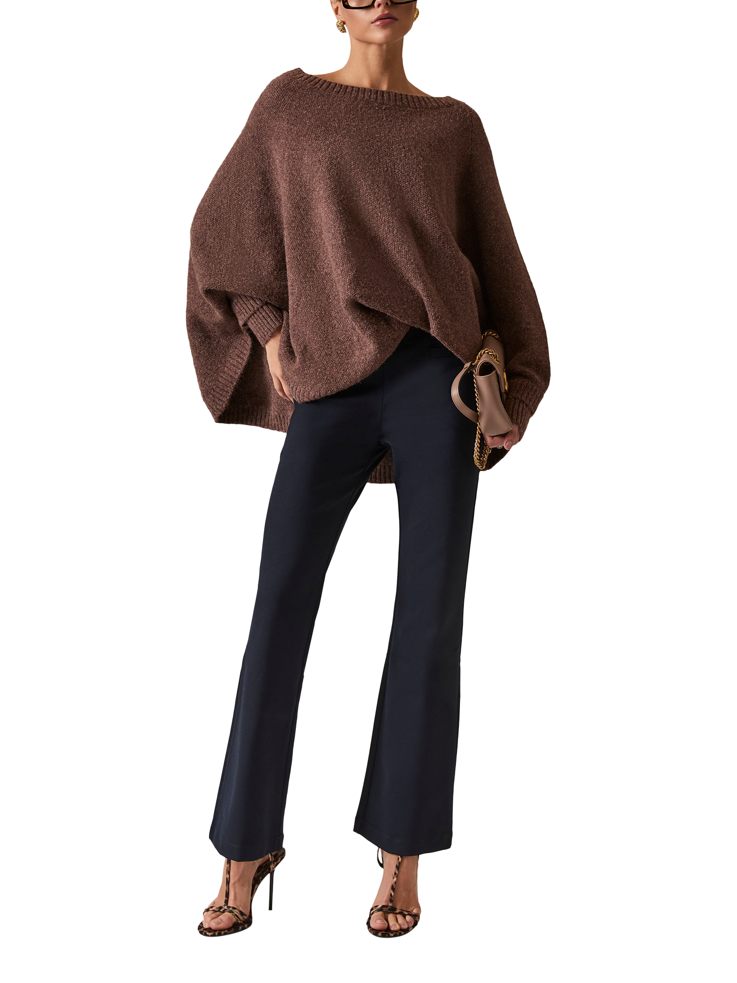 Product image 1 of 5, which shows James Lakeland Tailored Bootcut Trousers, Navy, 8