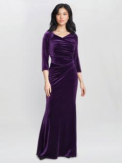 Gina Bacconi Sophie Velvet Maxi Dress, Aubergine