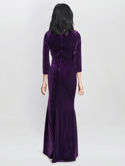 Gina Bacconi Sophie Velvet Maxi Dress - view 2, Aubergine