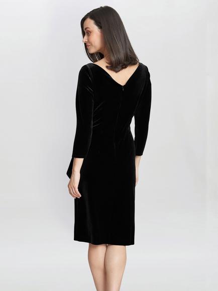 Gina Bacconi Zoe Velvet Wrap Dress - view 2, Black