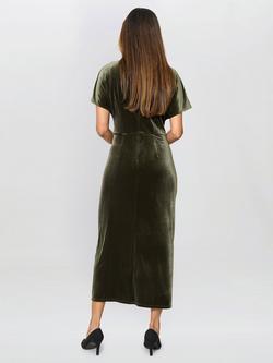 Gina Bacconi Bev Velvet Midi Dress, Olive - view 2, Olive