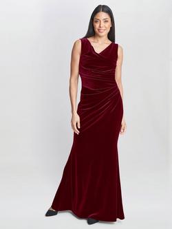 Gina Bacconi Selena Velvet Maxi Dress, Wine, Wine