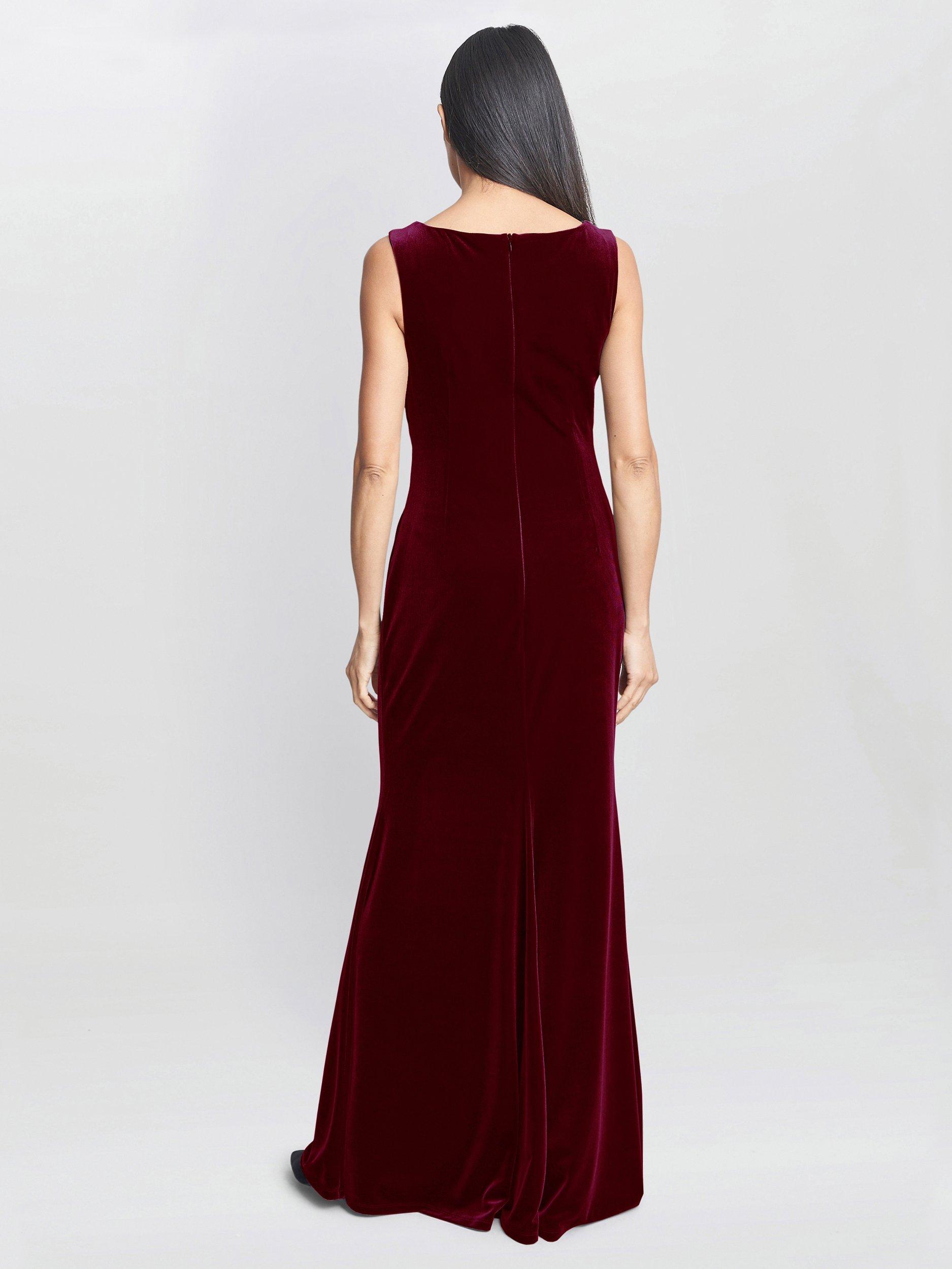 Gina Bacconi Selena Velvet Maxi Dress, Wine