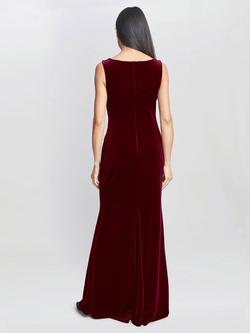 Gina Bacconi Selena Velvet Maxi Dress, Wine - view 2, Wine