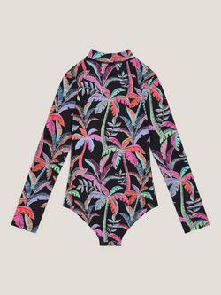 Monsoon Kids' Tropical UPF50+ Long Sleeve Swimsuit, Black - view 2, Black