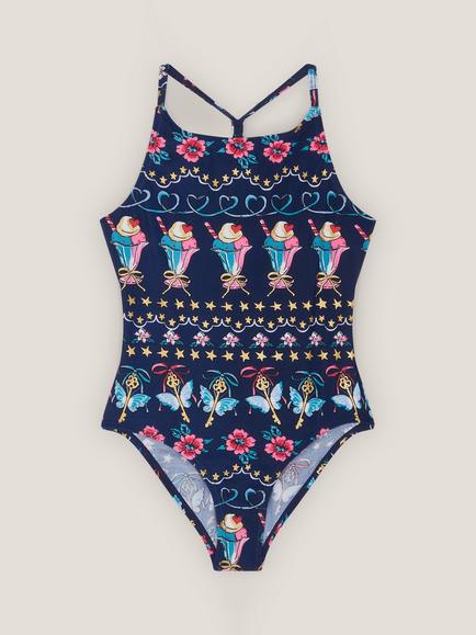 Monsoon Kids' Ice Cream Swimsuit, Navy, Navy
