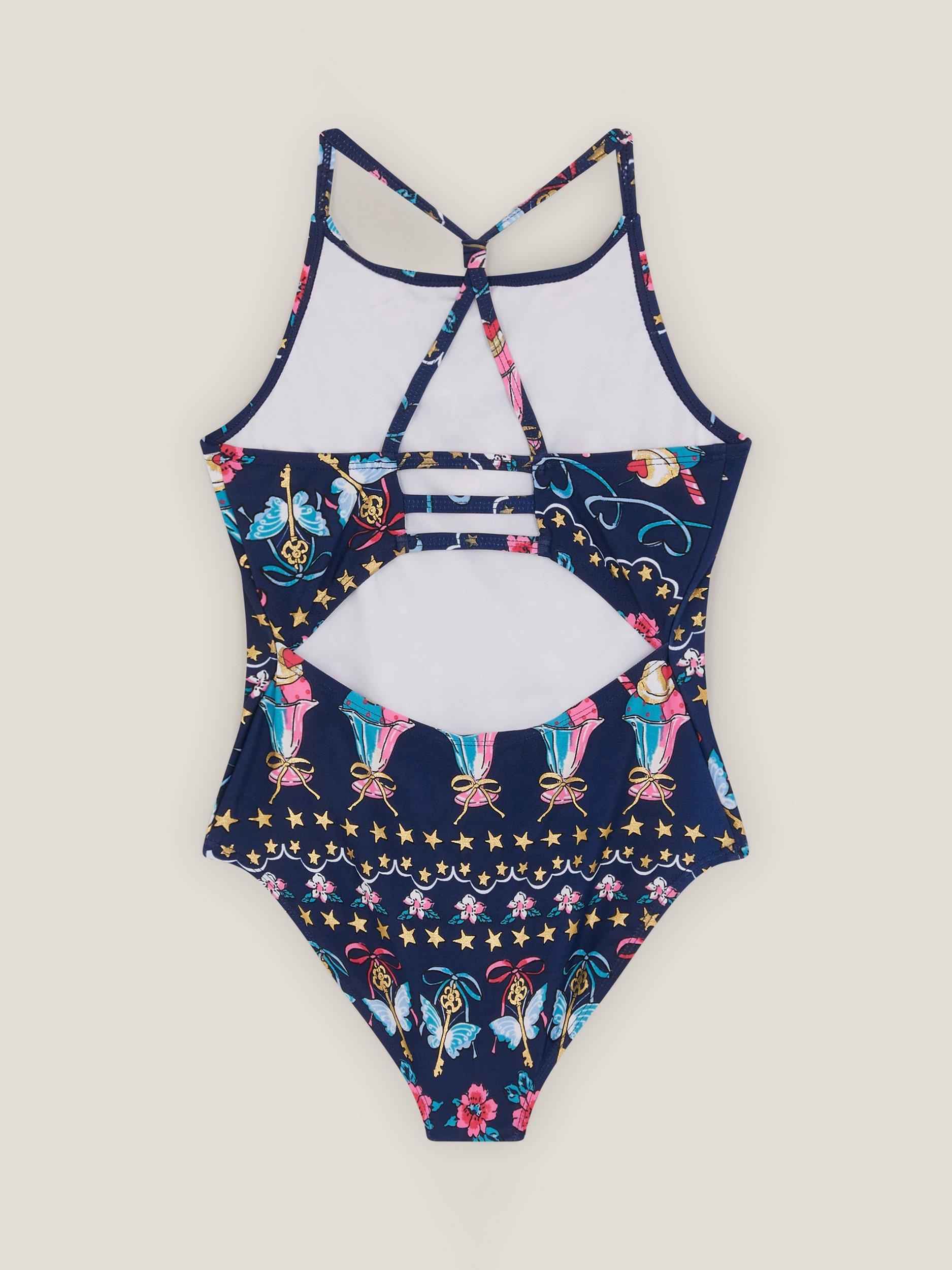 Product image 2 of 3, which shows Monsoon Kids' Ice Cream Swimsuit, Navy, 3-4 years