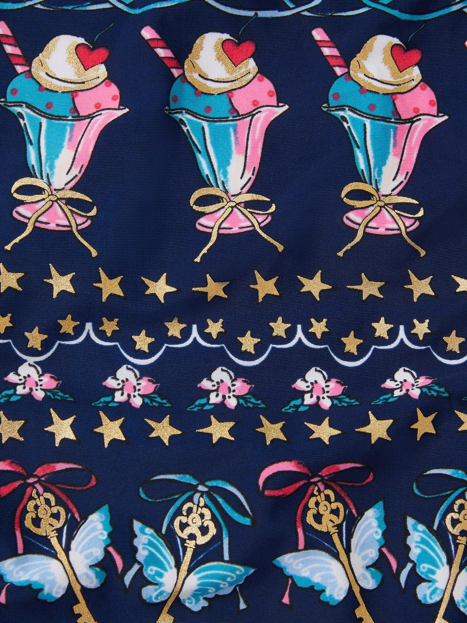 Product image 3 of 3, which shows Monsoon Kids' Ice Cream Swimsuit, Navy, 3-4 years