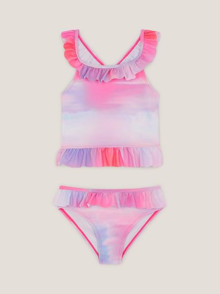 Monsoon Kids' Frilly Ombre Tankini Set, Pink, Pink