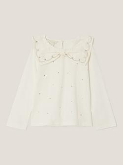 Monsoon Kids' Cotton Bow Rhinestone Top, Ivory - view 2, Ivory