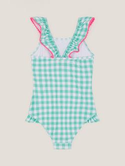 Monsoon Kids' Sequin Cherry Swimsuit, Green - view 2, Green