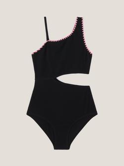 Monsoon Kids' Stitch Cut Out Swimsuit, Black, Black