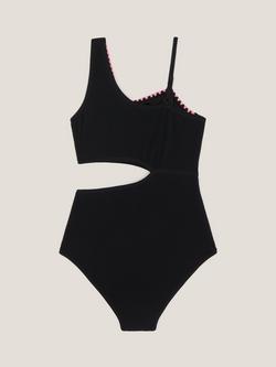 Monsoon Kids' Stitch Cut Out Swimsuit, Black - view 2, Black